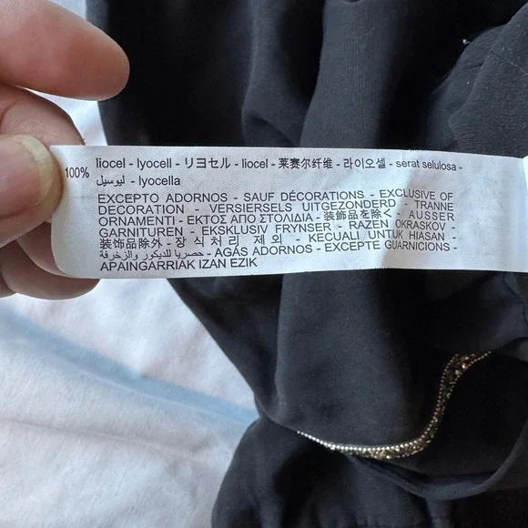 ZARA Black Jogger Pants Embellished Side Stripe Drawstring‎ Waist Tencel Size S - Picture 9 of 16